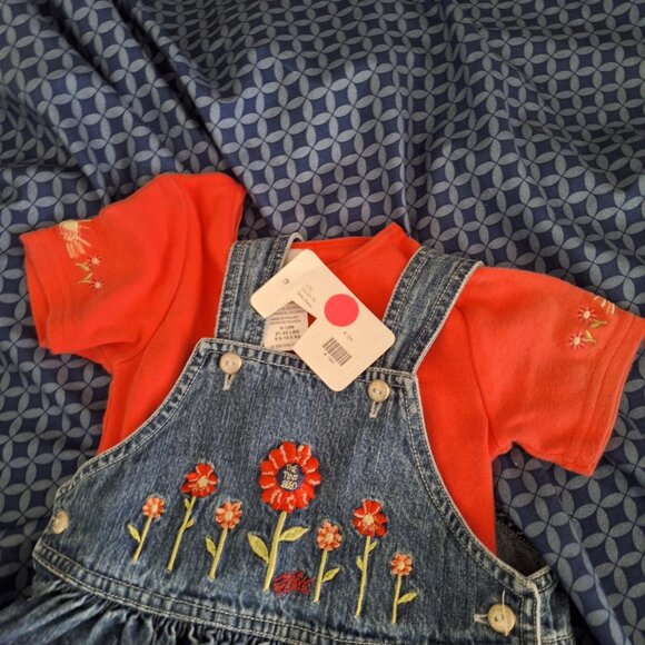 tiny seed denim dress with pink onesie carters 9-12 months - Picture 4 of 8